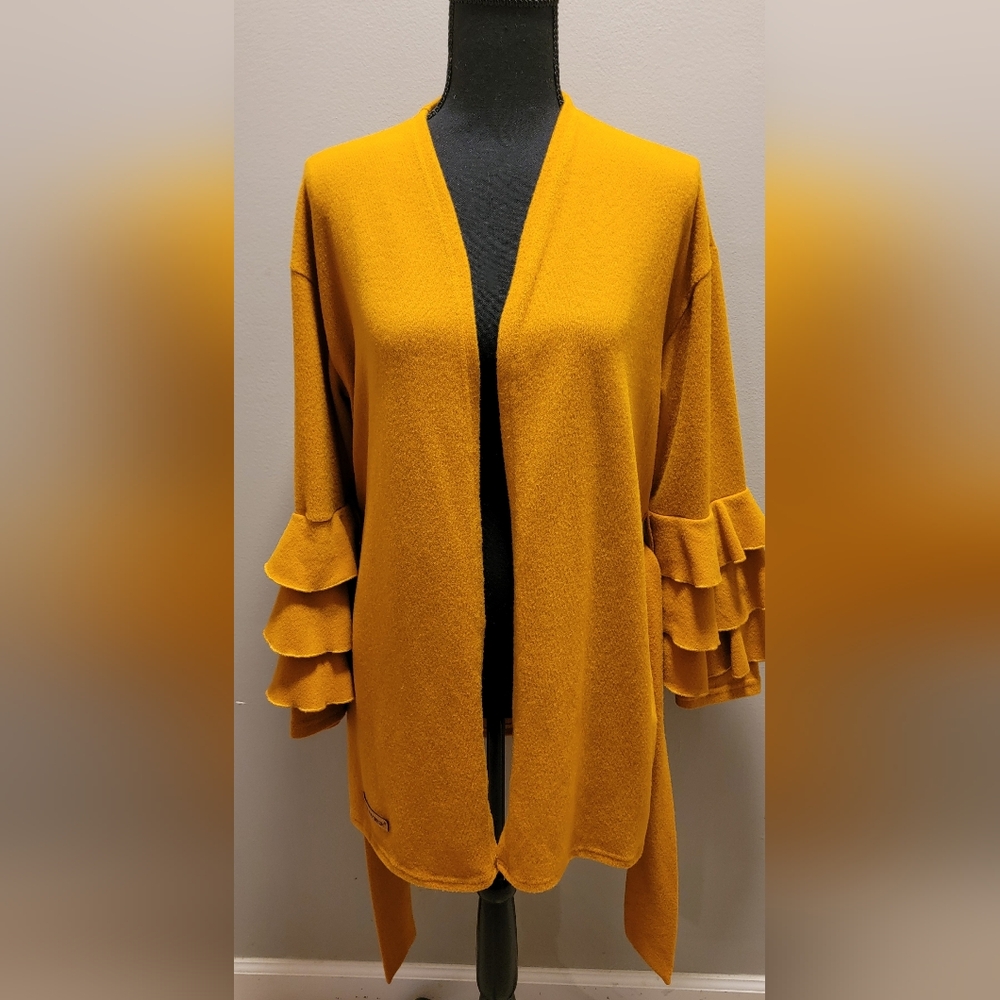 Simply Southern Golden Ruffle Cardigan